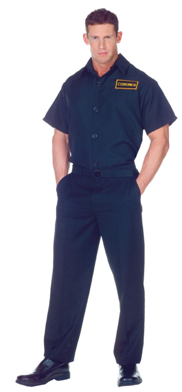 The Costume Center Blue and White Coroner Shirt Men Adult Halloween Costume - Large